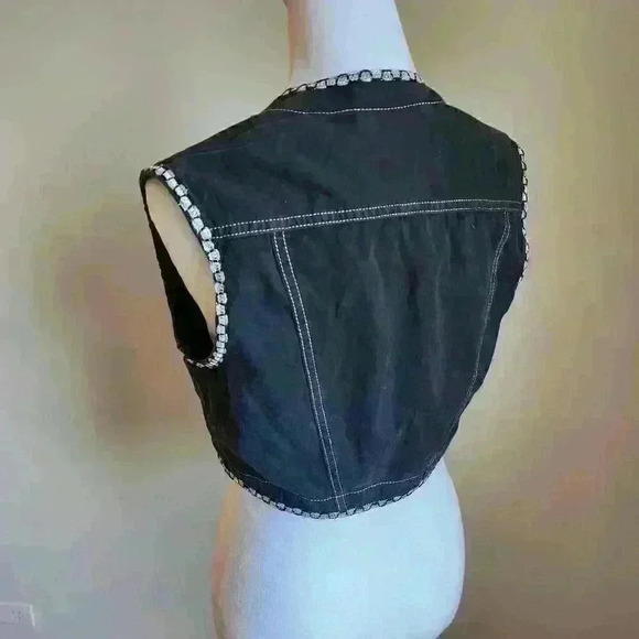 Authentic Versace Denim Vest | Rare Vintage Silver Threaded Designer Black Vest - Picture 4 of 9